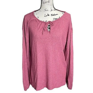 Wonderly Pink Purple Sweater Tie Size‎ Medium Wafffle Knit